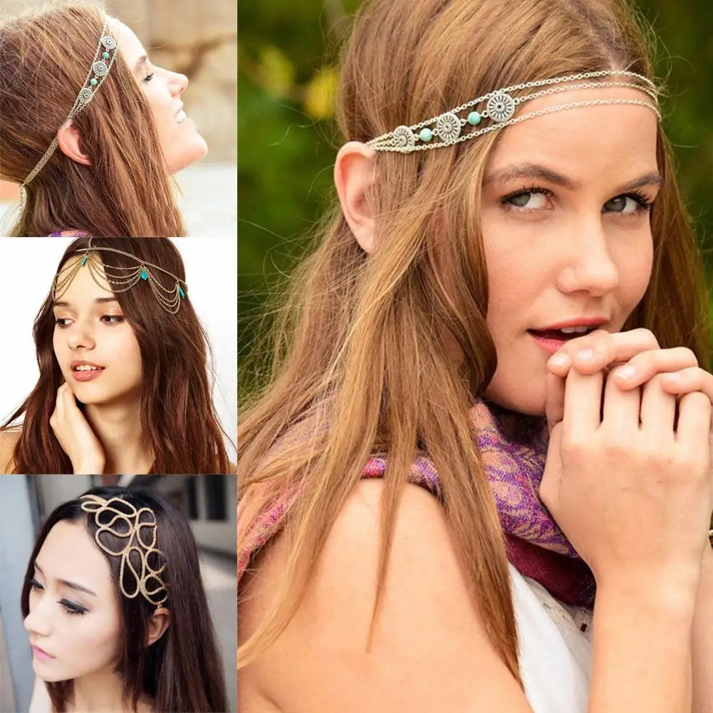1 Pcs Women Lady Fashion Metal Rhinestone Head Chain Jewelry Headband