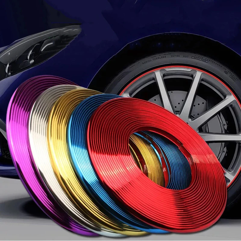 8m rulo araba jant sticker krom tekerlek dekorasyon oto lastik jantlar kaplama serit koruma dekorasyon araba stil dis styling mouldings aliexpress