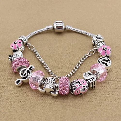 ChangBizi, четыре вида цветных бусин, сделай сам, очаровательные браслеты, браслеты, Роскошные, известный бренд, Женские Ювелирные изделия BT0025 - Окраска металла: pink