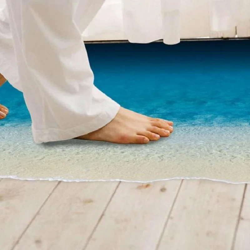 

May 6 Beach Floor Adhered Waterproof Removable Vinyl Wall Stickers Decor 421
