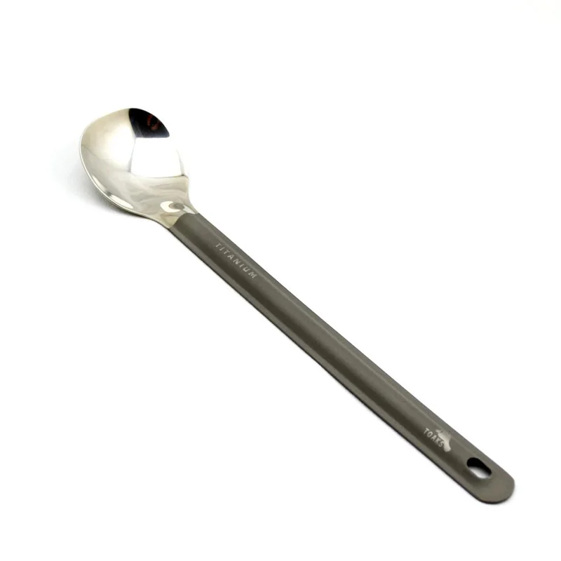TOAKS de titanio manija larga cuchara ligero vajilla para acampar al aire libre Picnic SLV-11 220mm 19g