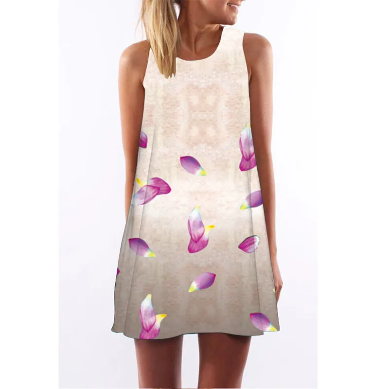 Aprmhisy 2018 Summer Dress Sleevless Loose Digital Printing Midi Women ...
