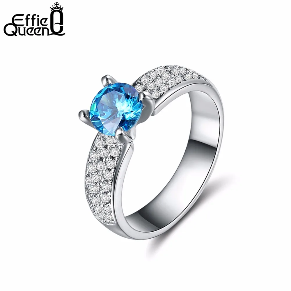 

Effie Queen Exquisite Women Wedding Jewelry Round Cut Nice Band Silver Color Ring Size 6 7 8 9 Wholesale Free Shipping DOR144