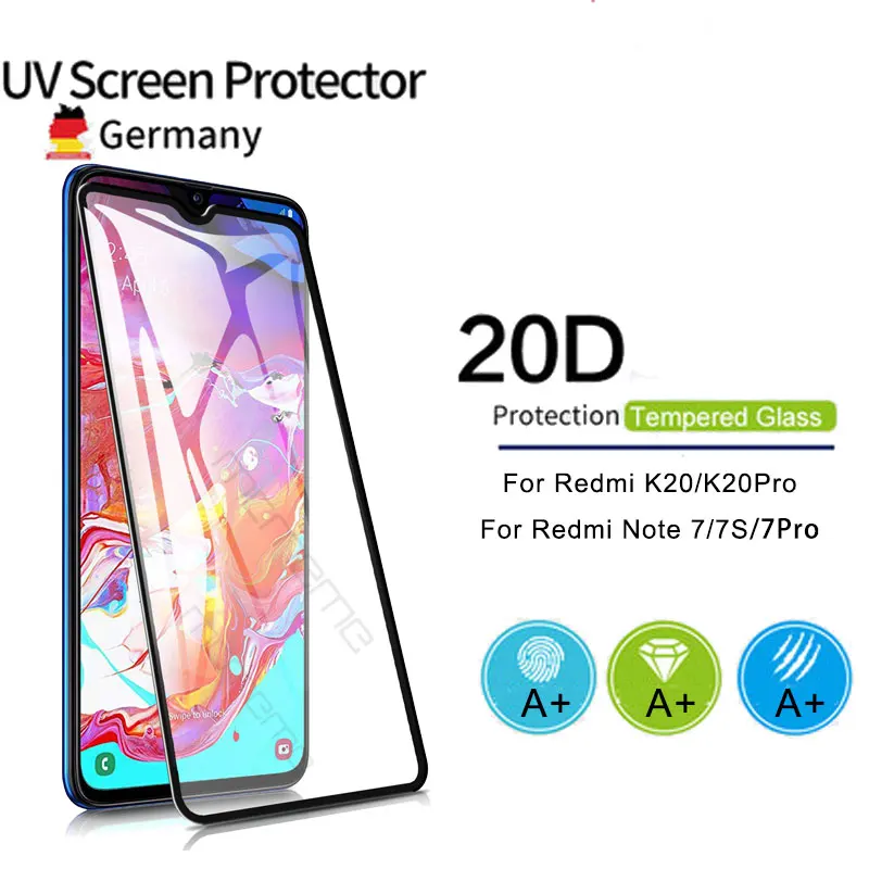 Закаленное стекло для Xiaomi Redmi K20 K30 5G Pro 20D экран протектор с полным покрытием