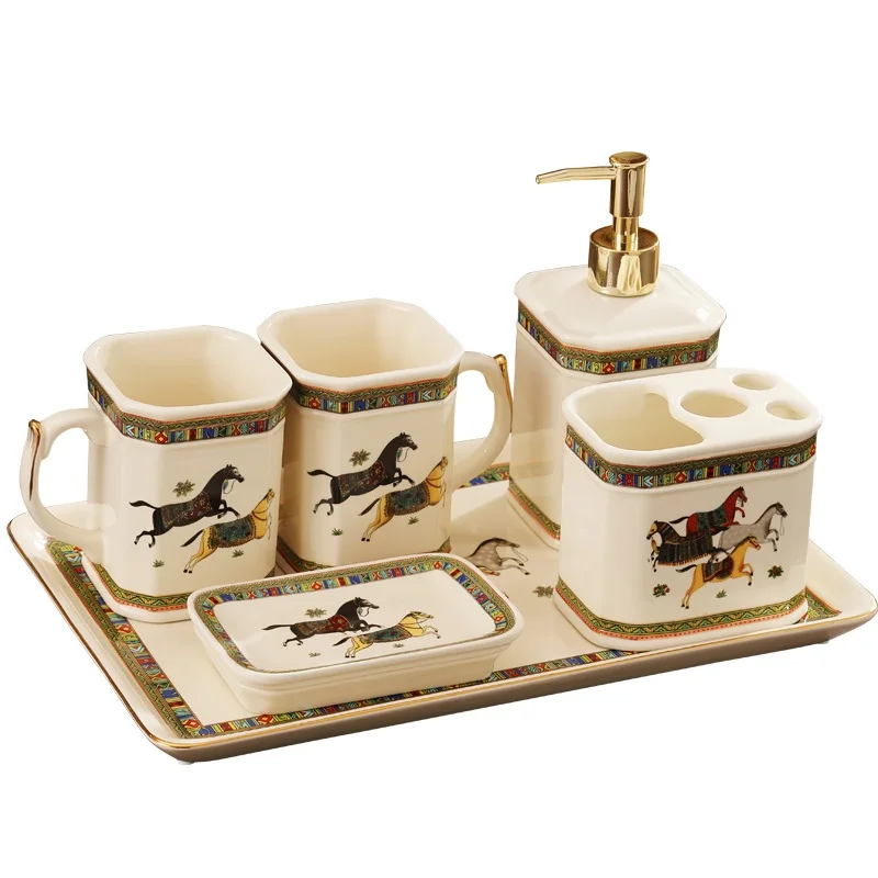 

Quality ceramic bathroom set five pieces wash set Five-piece Set Bathroom Accessory Wash Kit Best (not include the tray)