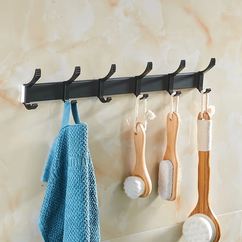 

SRJ Aluminum White Black 5/6 Robe Hooks Modern Wall Mounted Bath Towel Hanger Bathroom Kitchen Towel Hanger Door Decor