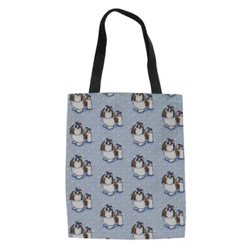 

THIKIN Shoulder Tote Bag Shih Tzu Priening Women's Shopping Bags Ladies Shopper Bags for Females Student Books Storage Package