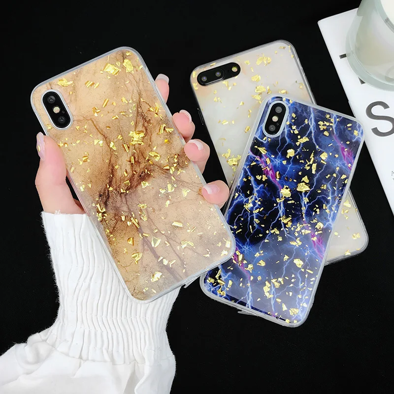 Luxury Gold Foil Bling Marble Phone Cases For iPhone X XS XR Max Soft TPU  Glitter Case Back Cover For iPhone 7 8 6 6s Plus Capa (2)