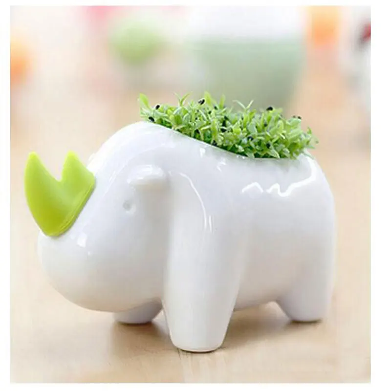 

Ceramic Flower Pots Succulent Plants Pot Garden Bonsai Planter Landscape DIY Animal Elephant Rhinoceros For Desktop Planting