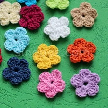 100 colorido artesanal de algodão, crochê flores, colcha, scrapbook, diy 3d artesanato tecido de malha flor aplique decoração roupas