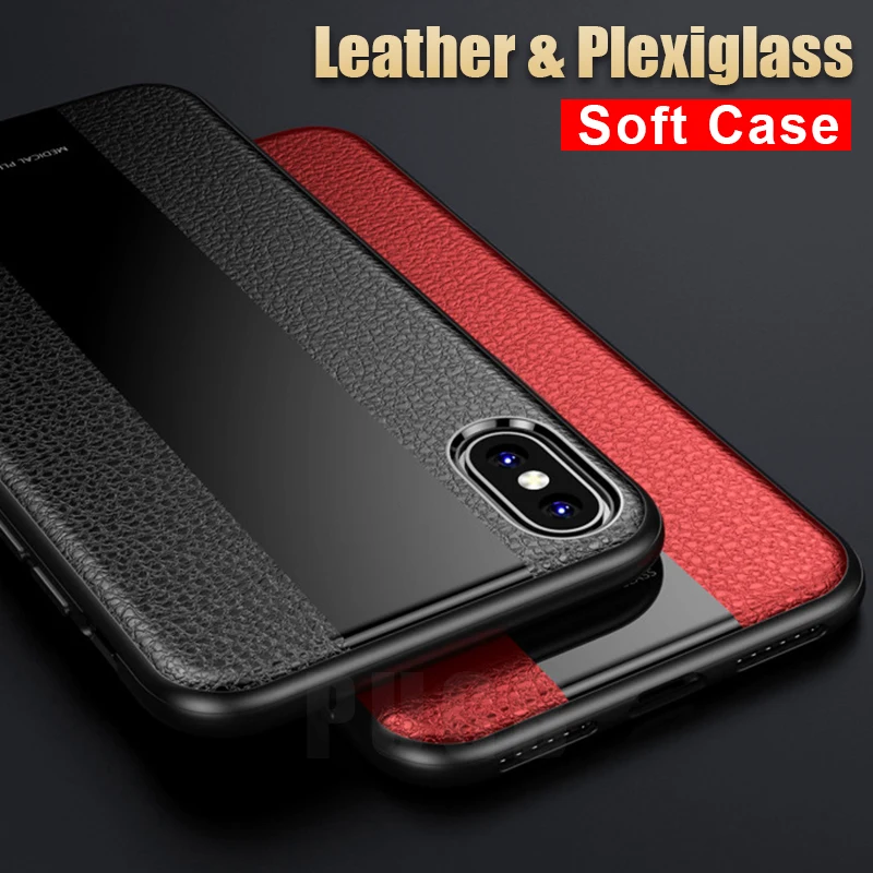 

Luxury Business Leather Case For iPhone X XS MAX XR Case Soft Silicone Shockproof back Cover For iPhone 6 6s 7 8 Plus phone Case