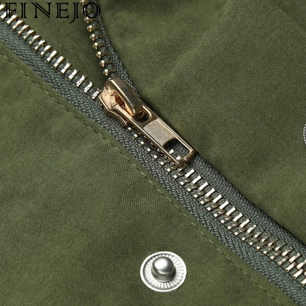 astounding  FINEJO women Jacket Outwear Autumn Spring Drawstring Coat Long Sleeve Feminino Casaco Solid appliqu