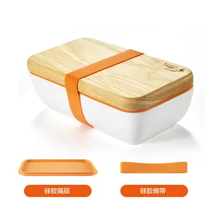 Горячая Распродажа Японский керамический Ланч-бокс Procelain Bento Ланчбокс с деревянной крышкой портативный контейнер для еды 550 мл Посуда для детей - Цвет: C
