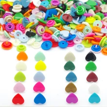 { 10 Colors mixed 100sets } KAM Brand Heart Shaped Plastic Snap Button Fastener buttons For Baby Diaper 10sets each
