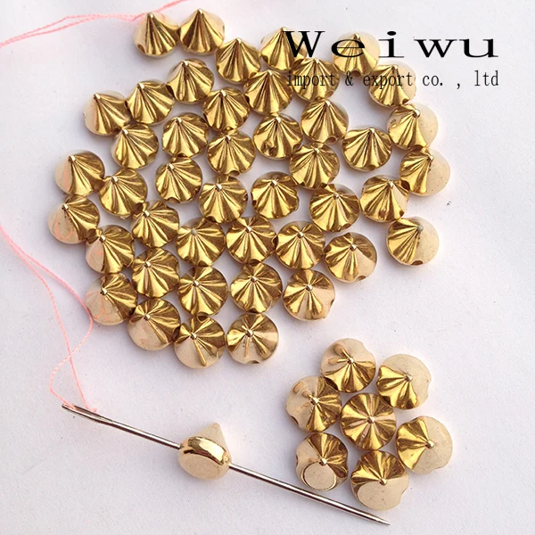 

12mm 1000pcs Golden Punk Rivet Stud Cone Spikes ABS Bead DIY Accessories For Bag Leather Craft Glue Sew On Beads Clothes