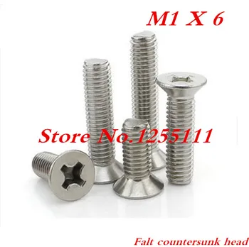 

200pcs DIN965 M1 x 6 M1*6 Flat Cross Recessed Countersunk Head Machine Screw Screws A2 Stainless Steel