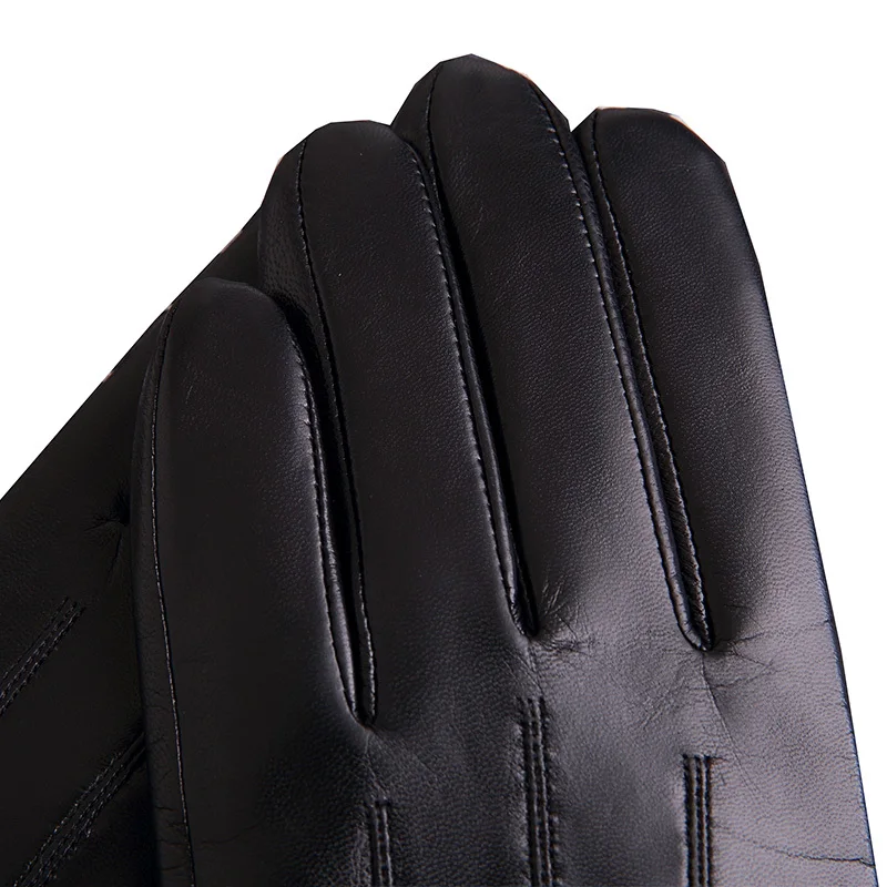 2015 Special Offer Thermal Winter Men's High Quality Black Outdoor Driving Fashion Genuine Goatskin Leather Gloves Free Shipping