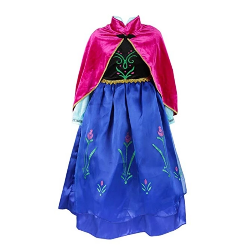 FINDPITAYA/костюм Анны для холодной погоды; двухслойная накидка с мехом; Детский карнавальный костюм принцессы для костюмированной вечеринки; рождественское бальное платье - Цвет: Лаванда