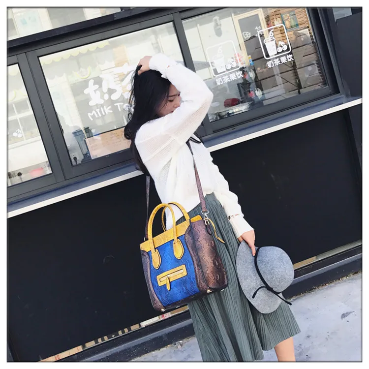 Leather Serpentine Handmade Luxury Patchwork Women Shoulder Bags Small Women Cross body bag snake skin women satchel bag (5)