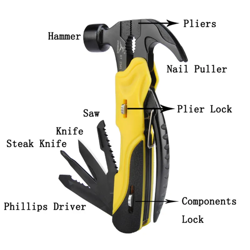 DANIU RT-2345 7 в 1 Многофункциональный мини складной инструмент для выживания на открытом воздухе карманный нож молоток Plers отвертка Набор инструментов
