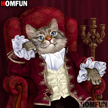 

HOMFUN Full Square/Round Drill 5D DIY Diamond Painting "Animal cat" 3D Diamond Embroidery Cross Stitch Home Decor A20019
