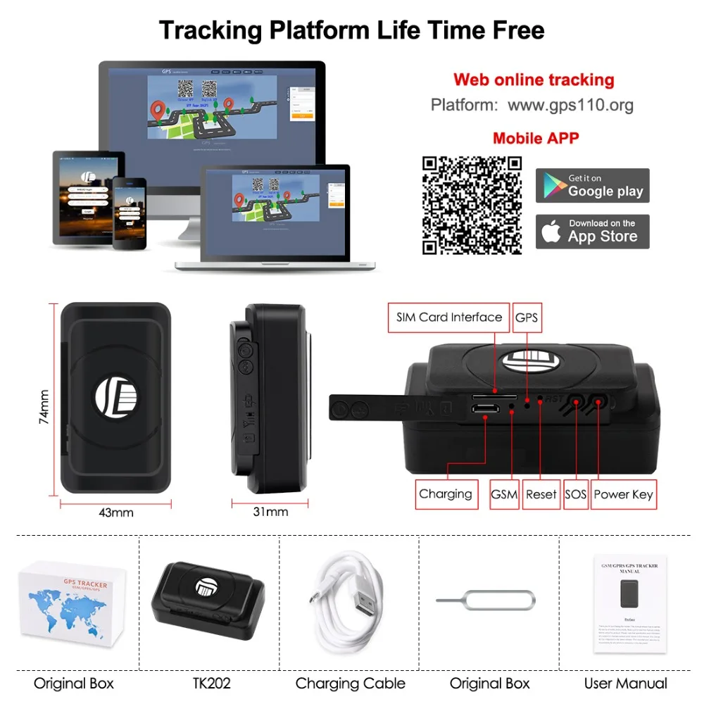 Localizador GPS 100 Day Standby GPS Data Logging Waterproof Magnet Voice Monitor Shock Alarm 2G Car Tracker FREE Installation mini gps tracker