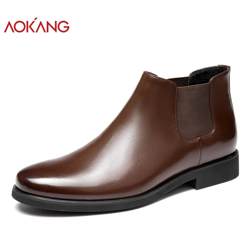 

AOKANG 2018 New Arrival Autumn Shoes Men genuine leather men shoes fashion Chelsea Boots men high quality shoes man comfortable