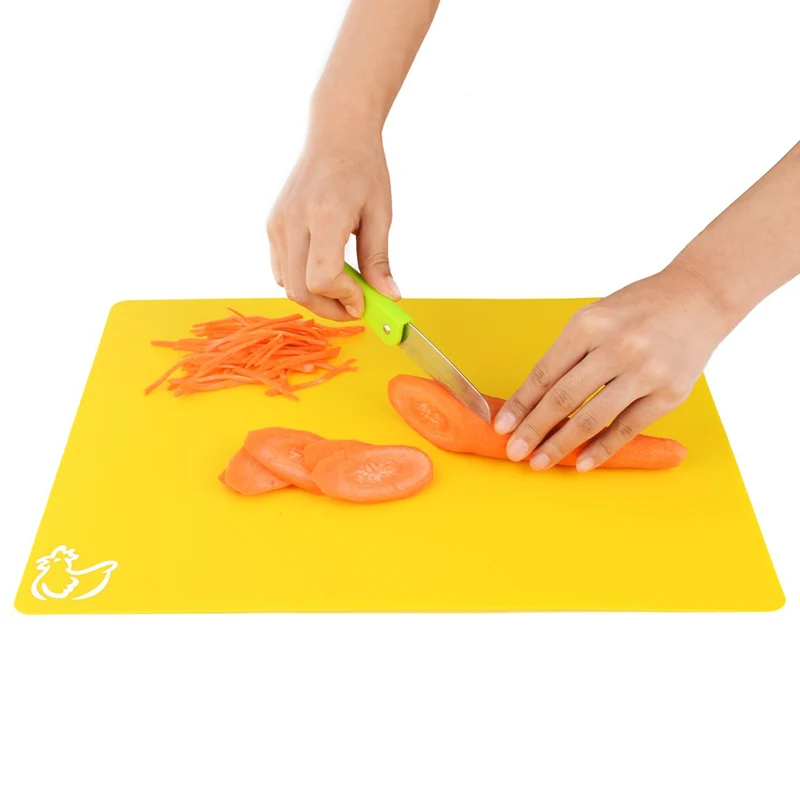 

4PCS/SET Plastic Non-slip Chopping Block Colorful Cutting Board Rectangle Flexible Mats With Food Icons Kitchen Tools Gadgets
