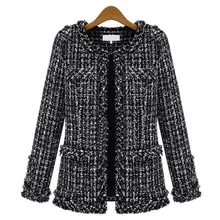 Chic Lattice Jacket Slim Woman Tartan Suits Coat Black and White Plaid Women’s Blazer Splicing Woolen Cardigan High Waist Tops