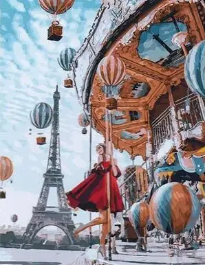 

Balloons in Paris Canvas Painting By Numbers Drawing Coloring By Numbers Oil Painting Drawing Calligraphy Pictures DIY