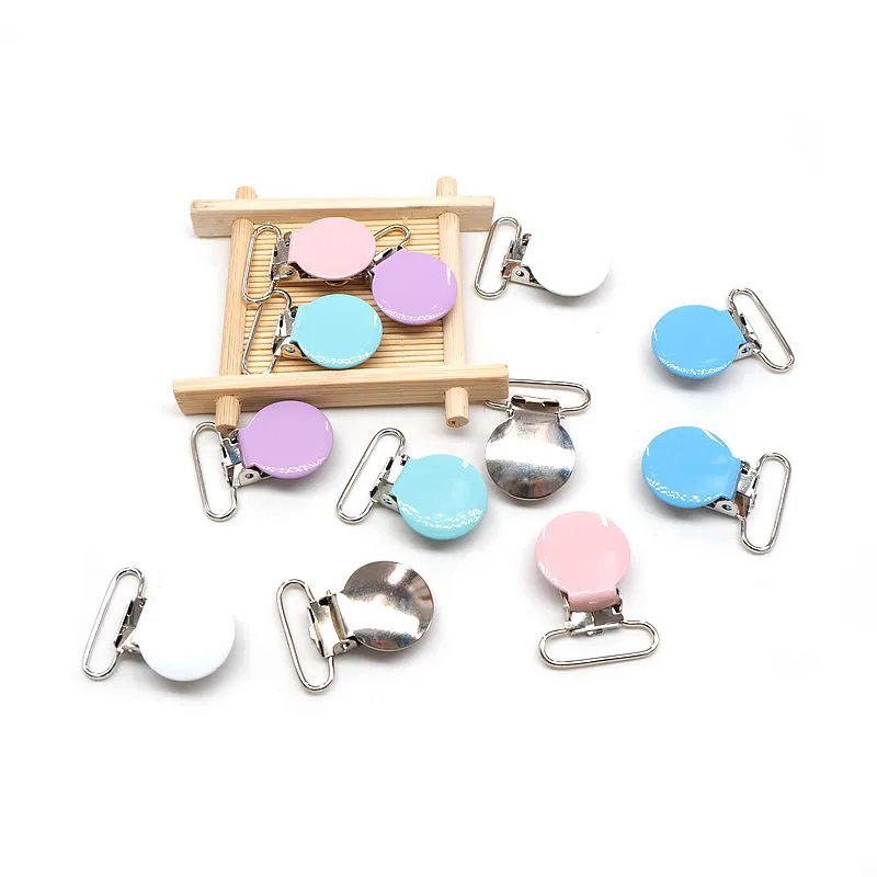 

Chenkai 5PCS 1'' 25mm Round metal Clips For Suspenders Soothers Pacifier Clips For DIY Baby Teether Chain Toy Holder Accessories