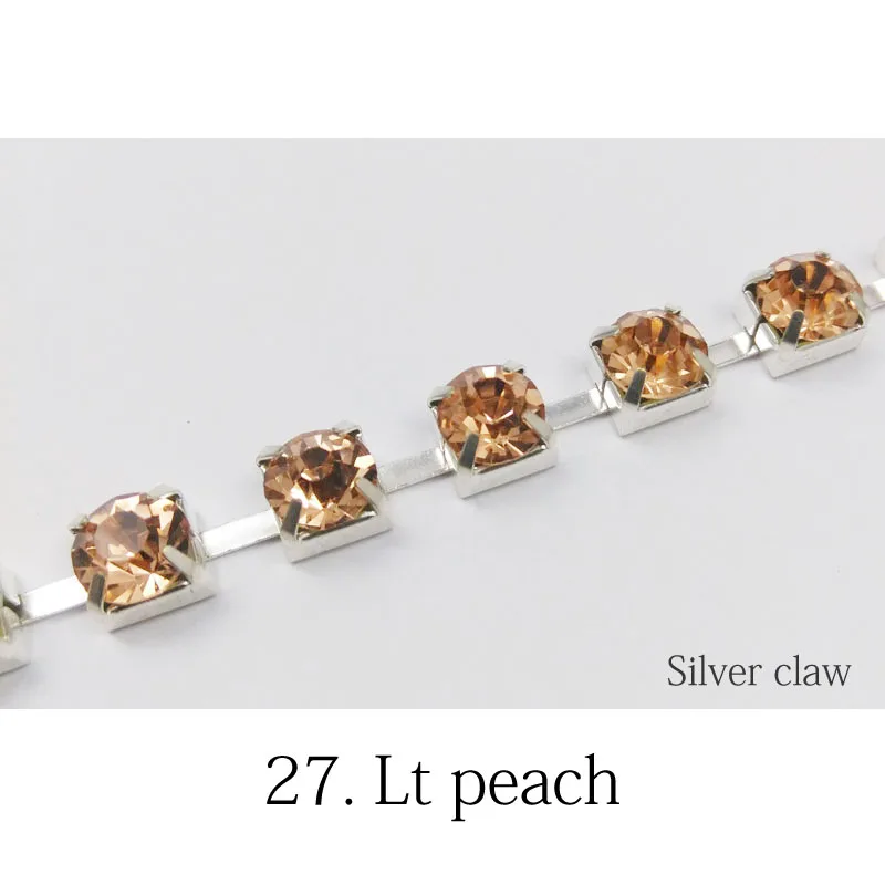 Новая распродажа SS28 с украшением в виде кристаллов Стразы Кубок цепи 1/3/5 ярдов 32 цвета кристаллами серебряные цепочки для одежды и платьев - Цвет: Lt peach