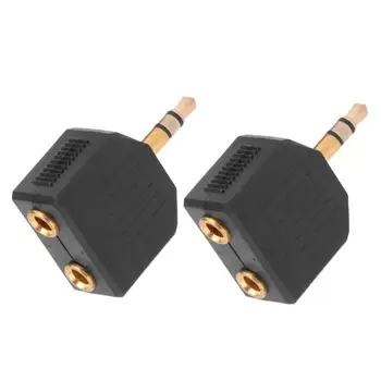

ALLOYSEED 2pcs Gold Plated 3.5mm Male Stereo to Dual 3.5mm Female Jack Y Splitter Audio Adapter Converter Connector Cable