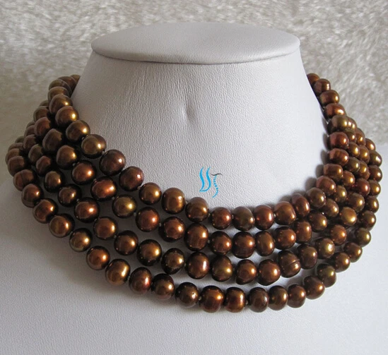 

ddh002002 64" 7-9mm Coffee Freshwater Pearl Necklace