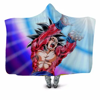 

2019 Red Anime 3D Printed Plush Hooded Blanket for Adults Youth Children Warm Wearable Fleece Throw Blanket Home Office Washable