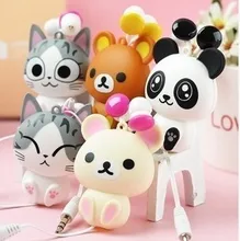 cheese cat cartoon automatic retractable earphones for mobile phone computer cartoon earphones in ear headphone