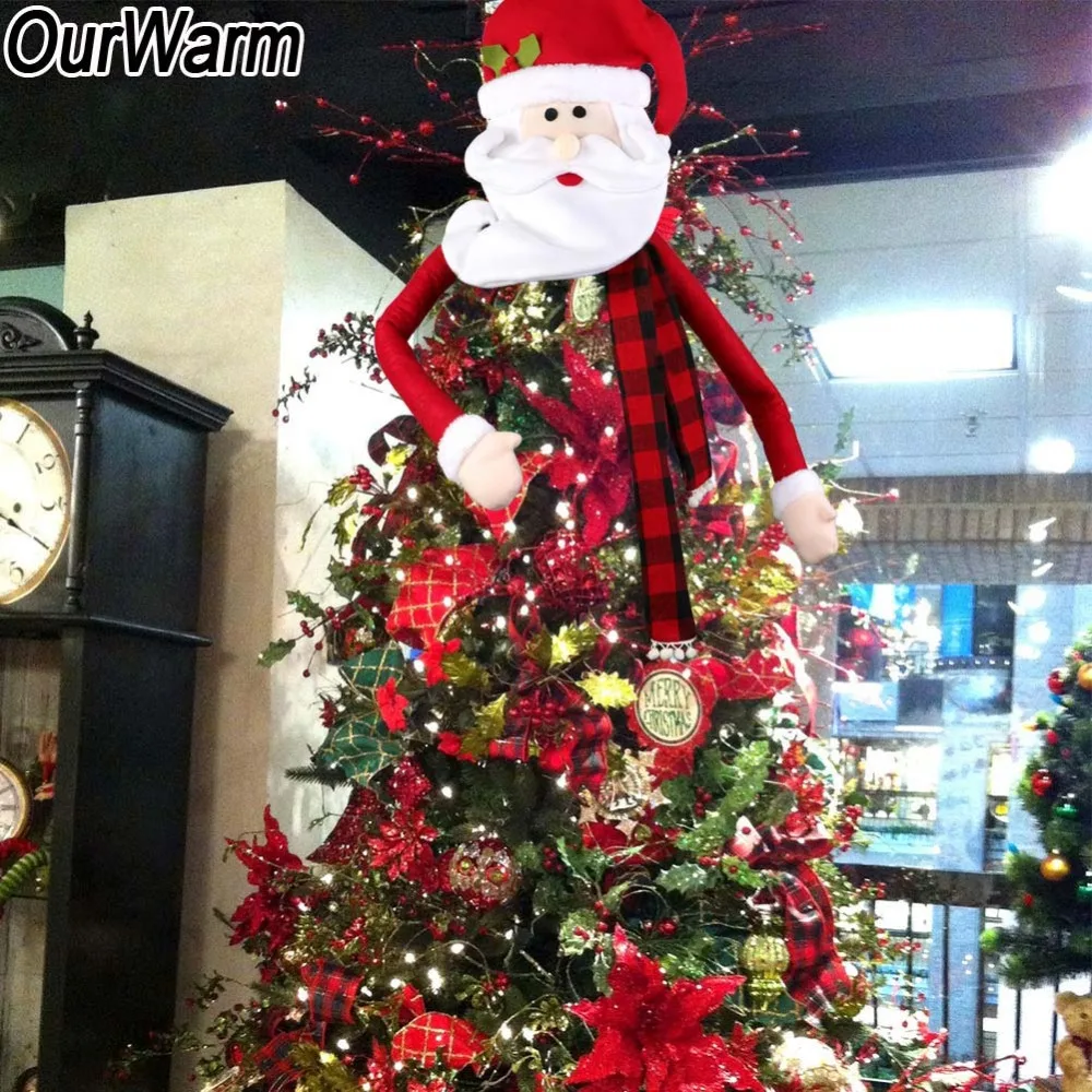 Теплый бант Рождественская елка Топпер Снеговик Лось Санта Клаус Рождественская елка шапка украшения для рождественской елки navidad Украшение год
