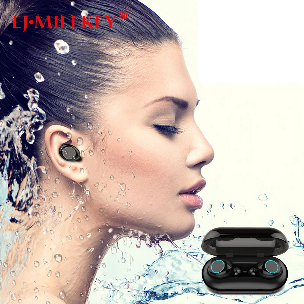 

Bluetooth 5.0 IPX8 Waterproof Touch Control Hifi Earphones with Mic TWS Wireless Earbuds Stereo for Phone with Charge Base YZ205