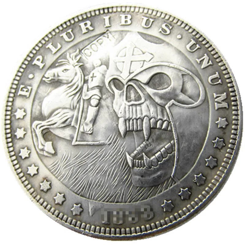 

HB(05)US Hobo 1888 Morgan Dollar Skull Zombie Skeleton Silver Plated Copy Coins