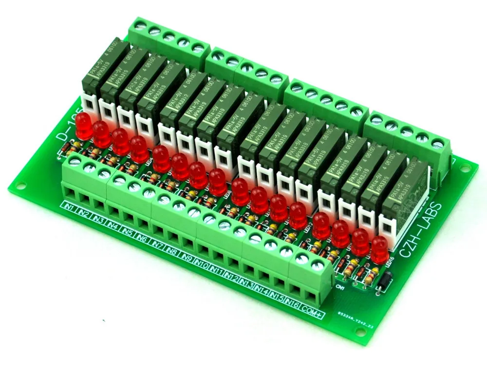 

Slim Panel Mount DC5V Sink/NPN 16 SPST-NO 5A Power Relay Module, APAN3105