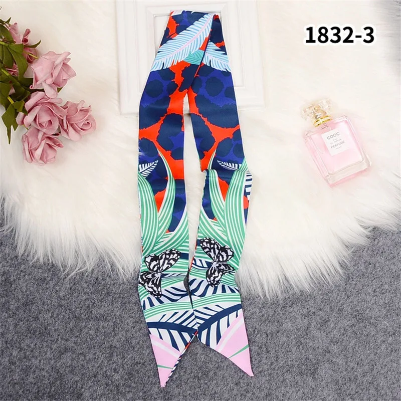 Шелковый шарф с принтом в виде листьев бабочки, роскошный брендовый шарф для женщин, обтягивающий шарф, длинная ручка для сумки, шарфы, обертывания, Прямая поставка