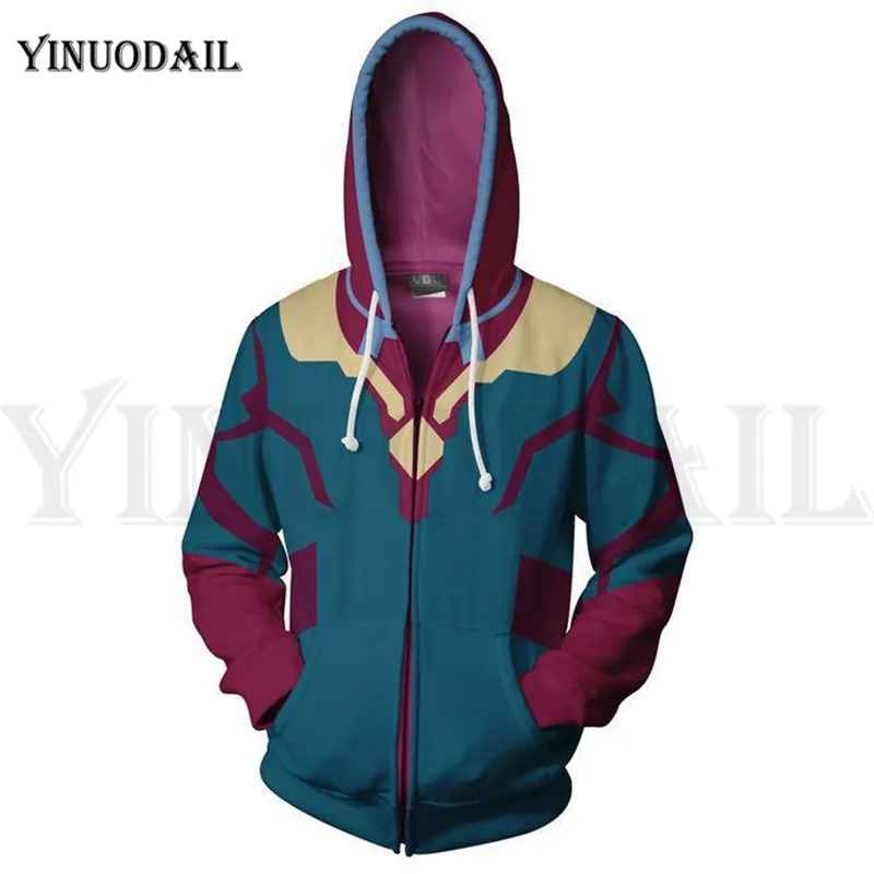 

Avengers 4 Endgame Men and Women Zipper Hoodies Vision 3D Hooded Jacket Marvel 4 Superhero Sweatshirt Streetwear Cosplay Costume