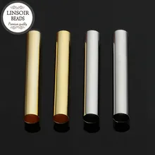 100 pçs/lote Ródio Ouro Cor de Cobre Tubo de Metal Beads Fit 4 milímetros Cordão De Couro Colar de Cobre Spacer Beads Para Fazer Jóias Diy