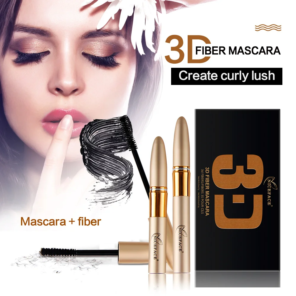 

3D Silk Fiber Lash Mascara 2pcs/set Waterproof For Eyelash Extension Black Thick Lengthening Eye Lashes Cosmetics