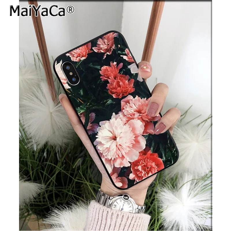 Bright Rose Peony Palm Leaves