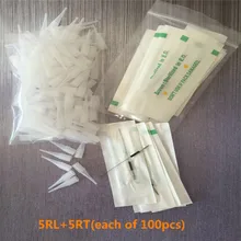100 шт покрытий 5RL одноразовые иглы Перманентный макияж иглы для бровей и 100 шт 5RT(4 мм) Советы наборы обеспечивают