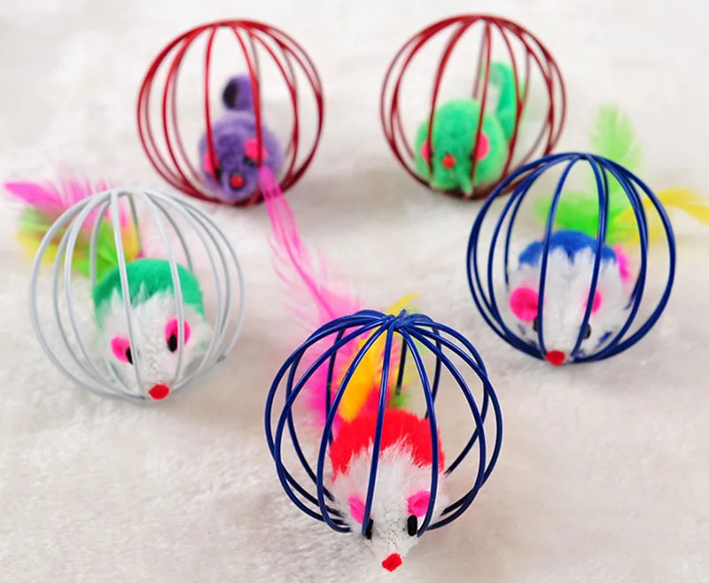 Funny Pet Kitten Cat Playing Mouse Rat Mice Ball Cage Toys