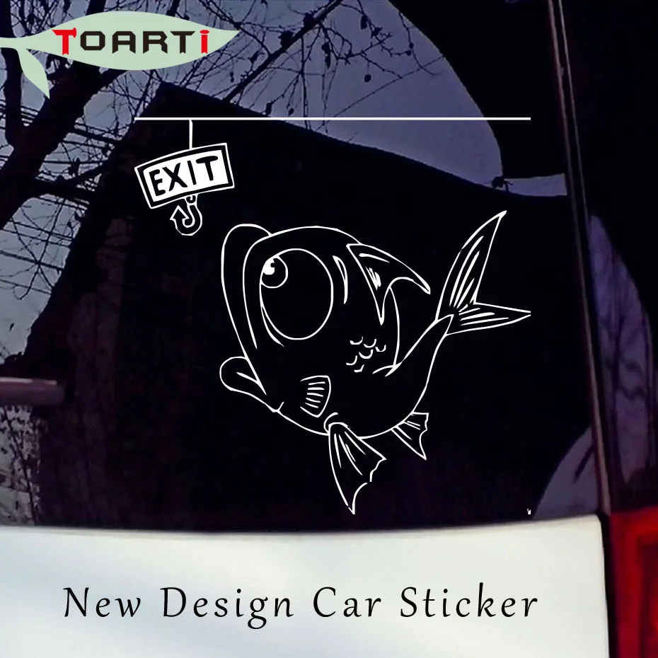 

Fishing Fish Hook Exit Car Decals Sticker Funny Cartoon Animal Removable Waterproof Newest Design High Quality Diy Accessories