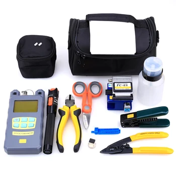 

21 PCS/Set FTTH Toolkit Tool Bag Wire Cable Stripper FC-6S Fiber Cleaver 10mW Pen Type Visual Fault Locator Fiber Optical Power