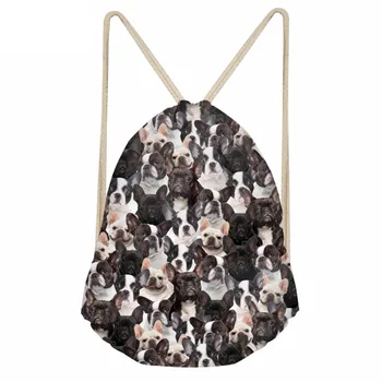 

Funny French Bulldog/Boston Terrier Print Women Drawstrings Bags Fashion Travel Backpacks Punch Pocket for Teen GirlSumka
